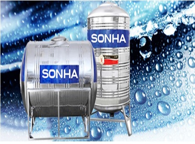 bồn nước đặt trên mái nhà bằng inox